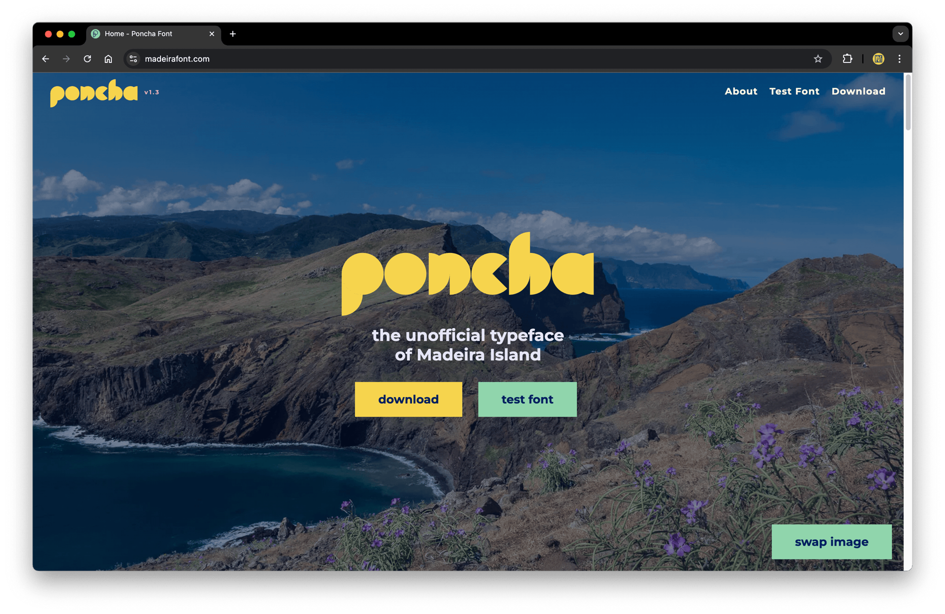 Madeira Font website desktop